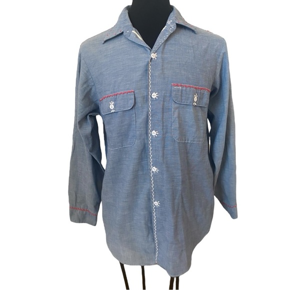 Big Mac JC Penny Mens Vintage Non Iron Blue Button Up Shirt - Picture 1 of 10